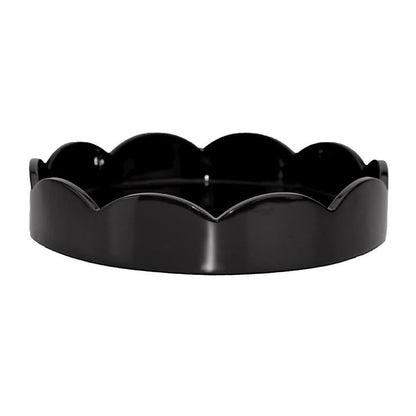 Black Small Round Scallop Tray