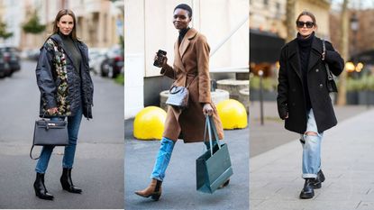 street style models showing best jeans to wear with Chelsea boots