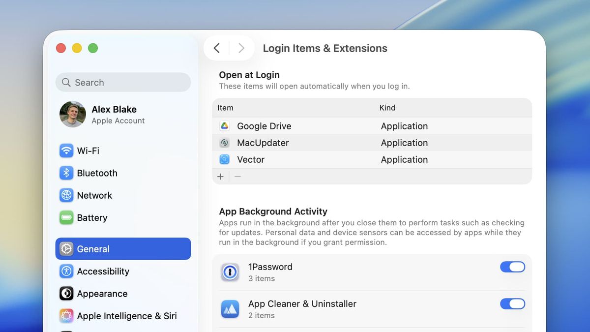 The System Settings app in Apple's macOS Tahoe 26 operating system.