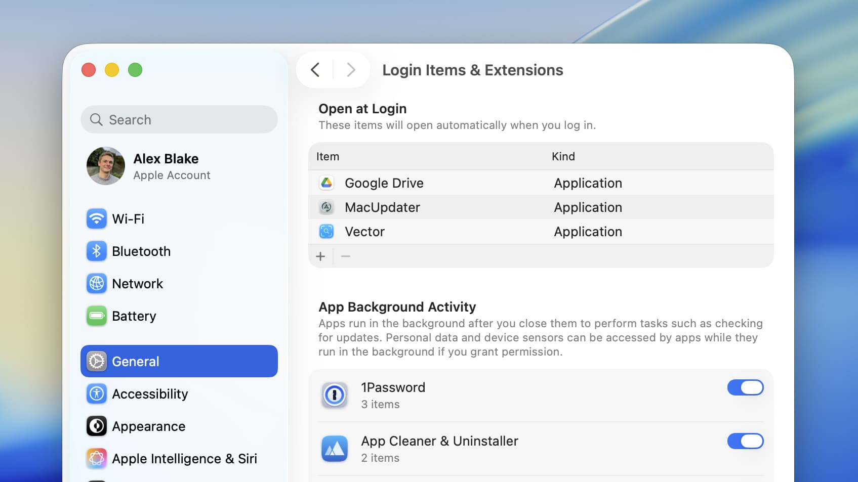 تطبيق إعدادات النظام في نظام التشغيل macOS Tahoe 26 من Apple.