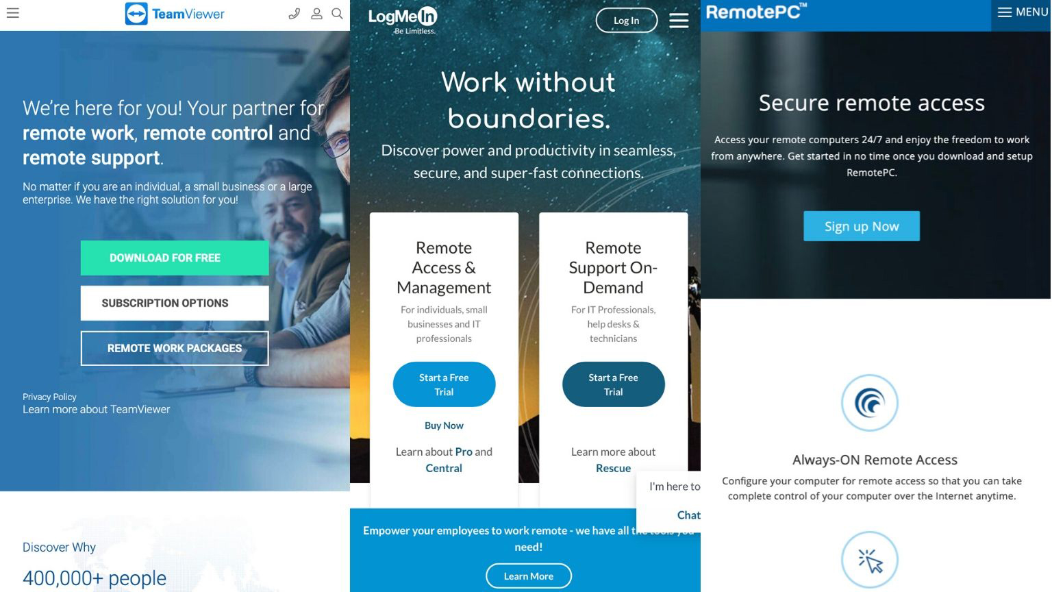 free remote desktop software like logmein