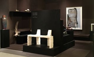 Jason Jacques’ stand, curated by fashion designer Rick Owens, featured Owens’ own furniture designs alongside works by Pakistani artist Huma Bhabha and a collection of ceramics