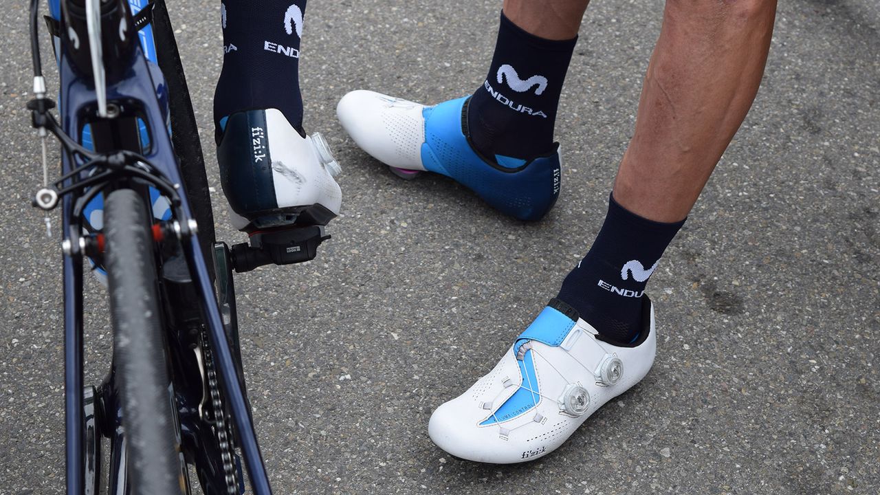 The whole Movistar Team wear team edition Fizik Infinito R1 shoes