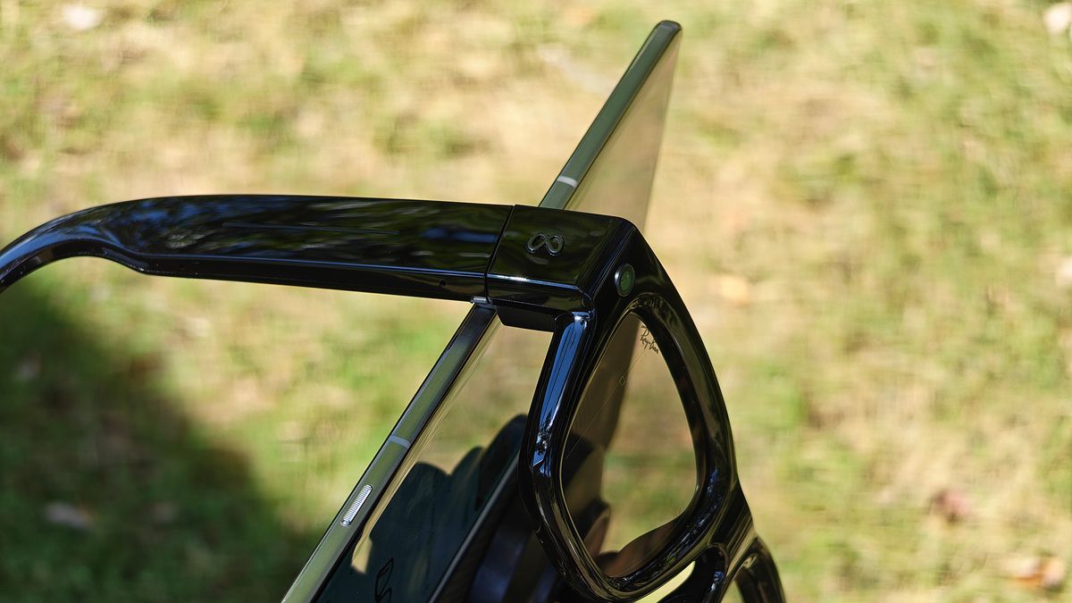 Looking close-up at Meta Ray-Ban Display smart glasses
