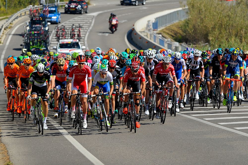 The peloton in action during stage 1 at Volta a Catalunya