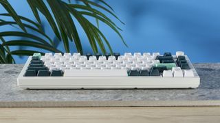 The Keychron Q1 HE magnetic keyboard in white and green