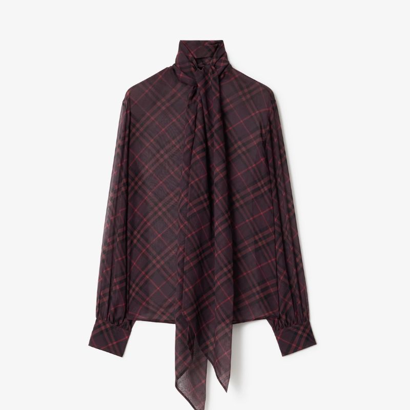 Burberry, Check Silk Scarf Blouse