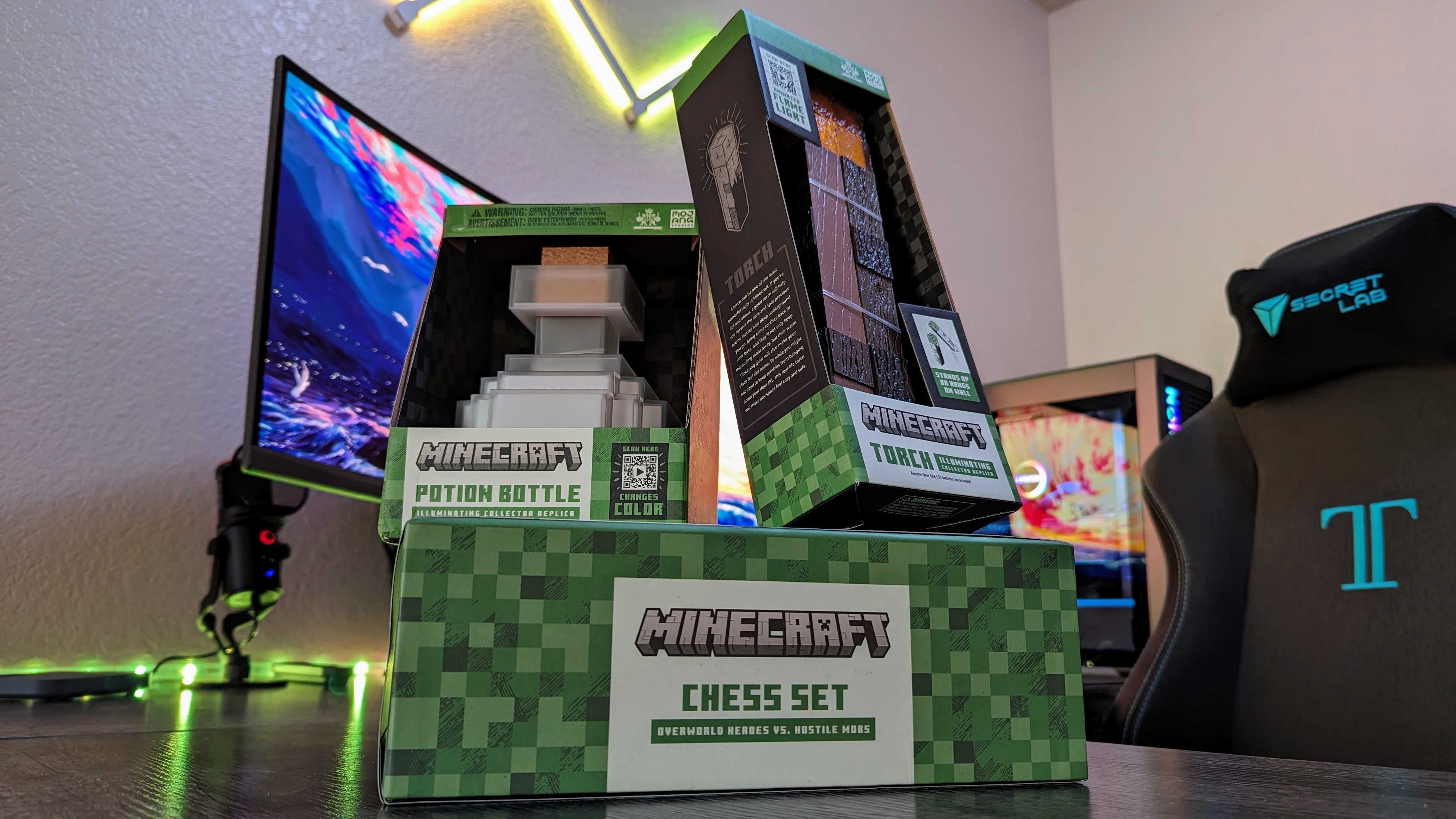 Image of the Minecraft x The Noble Collection collectibles.