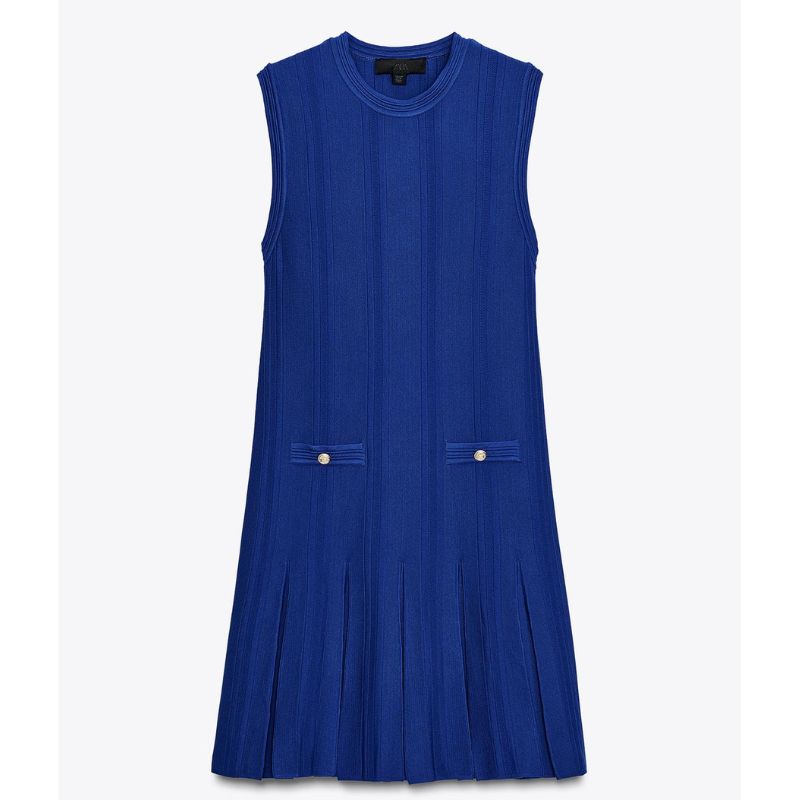 Zara , Knit Dress With Box Pleats