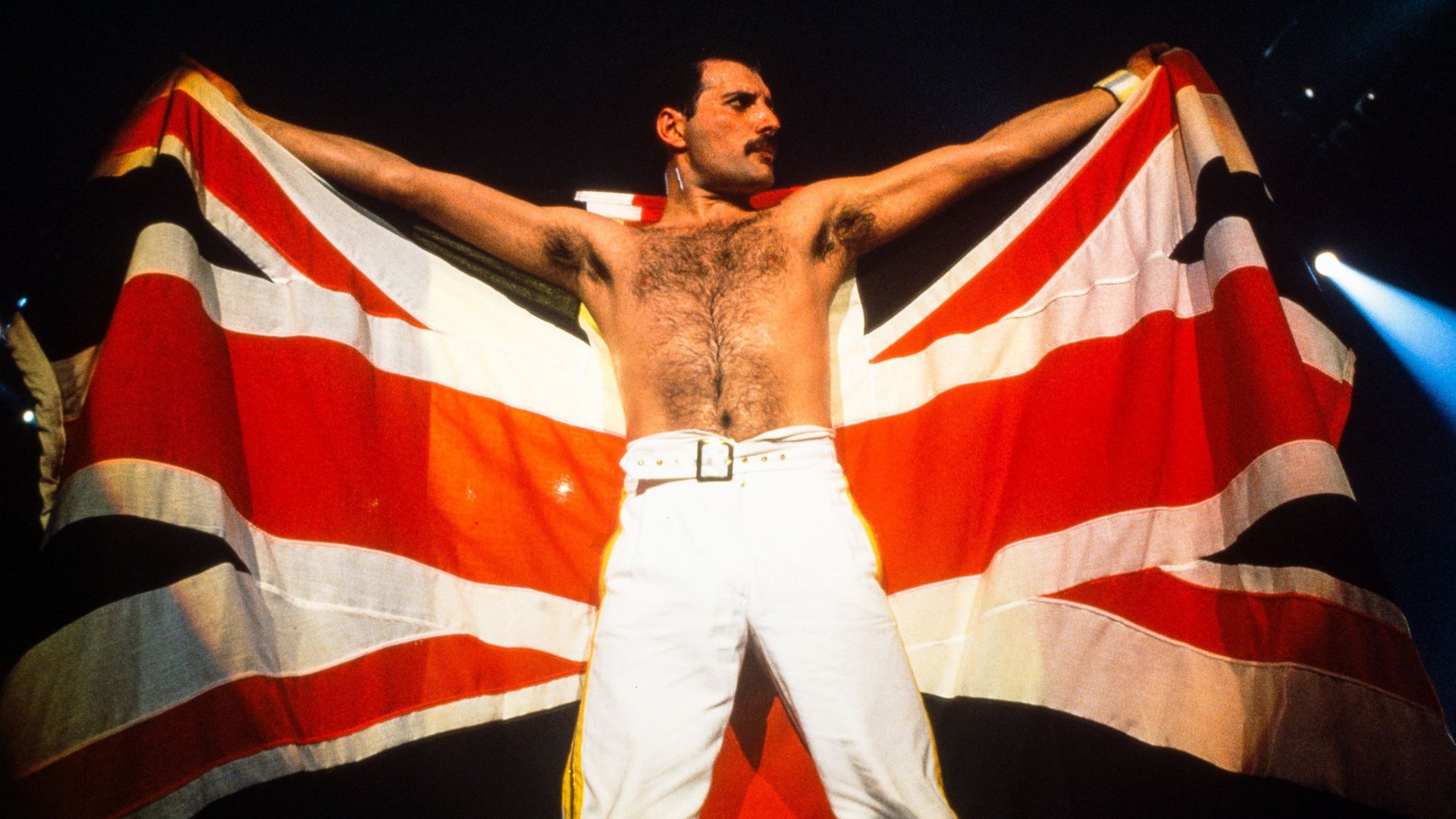 Queen plays Knebworth, the last concert on the Magic Tour on August 09, 1986 in Knebworth, United Kingdom. 