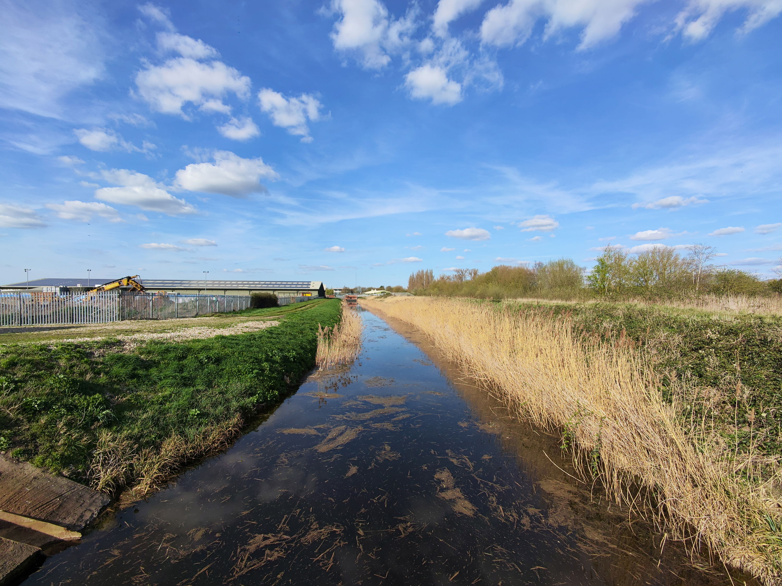 Photo of a large drainage ditch taken with the HoverAir X1 PROMAX drone at low altitude
