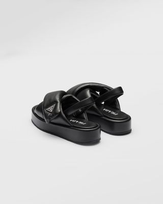 Prada, Prada Soft padded nappa leather wedge sandals