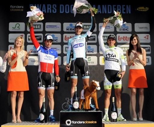 Niki Terpstra (Omega Pharma-Quickstep) atop the podium