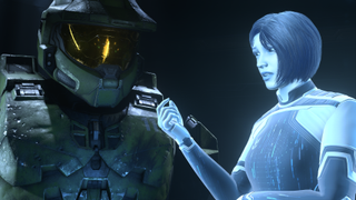 Not-Cortana looks concerned in front of master chief