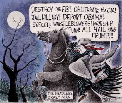 Political Cartoon U.S. The Headless Crazy Man GOP