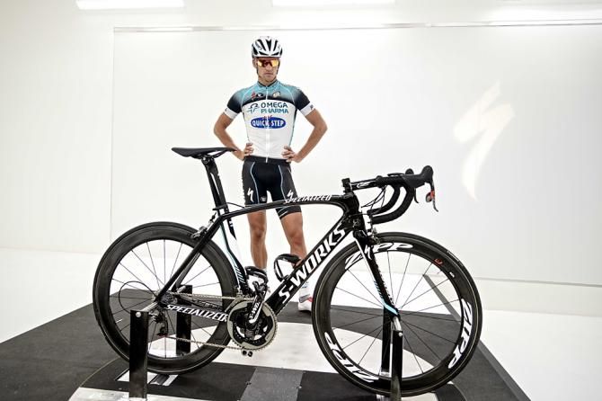 Zdeněk Stybar stands over his Specialized road bike