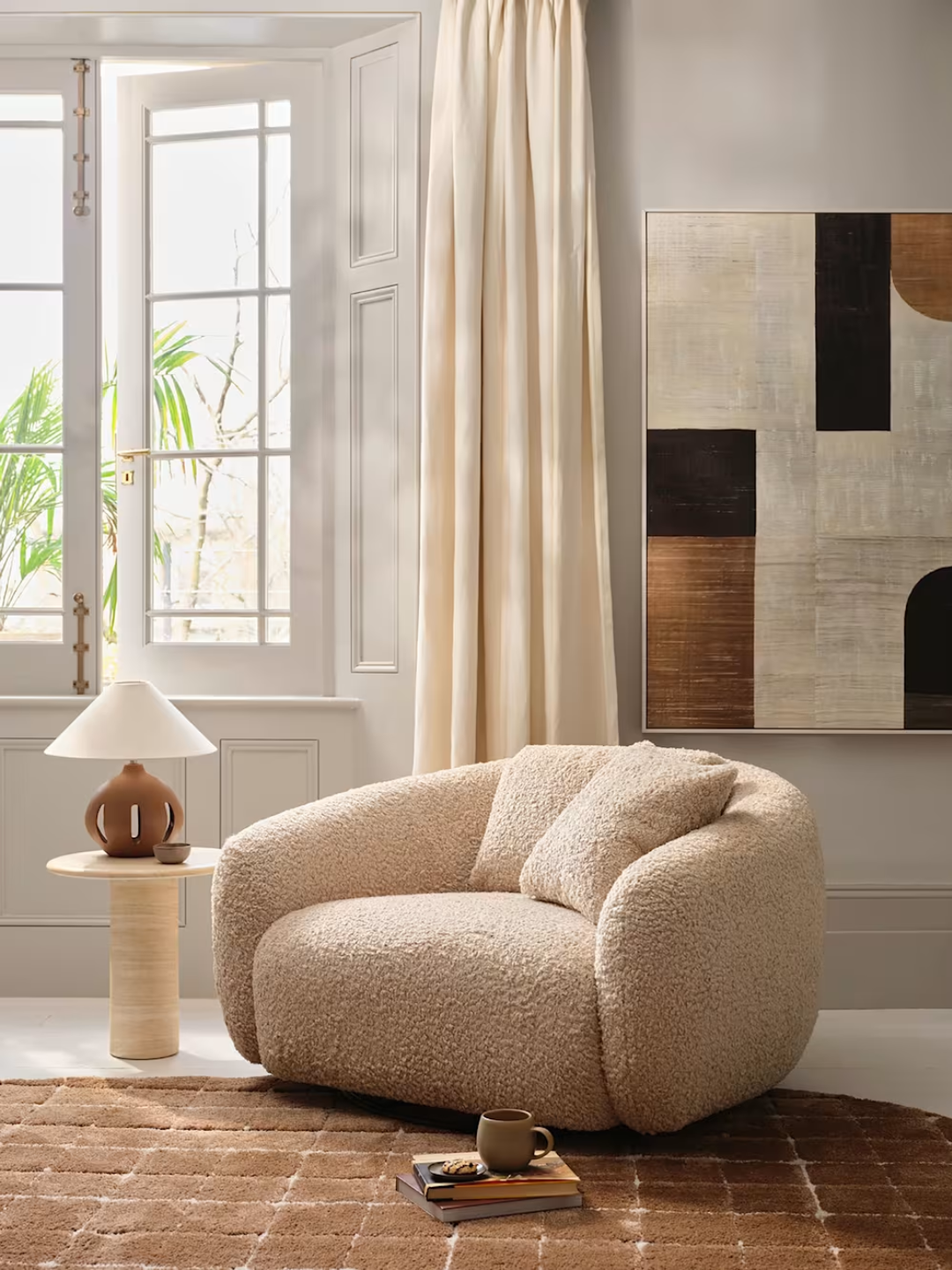 A faux sheepskin swivel chair from Barker &amp;amp; Stonehouse