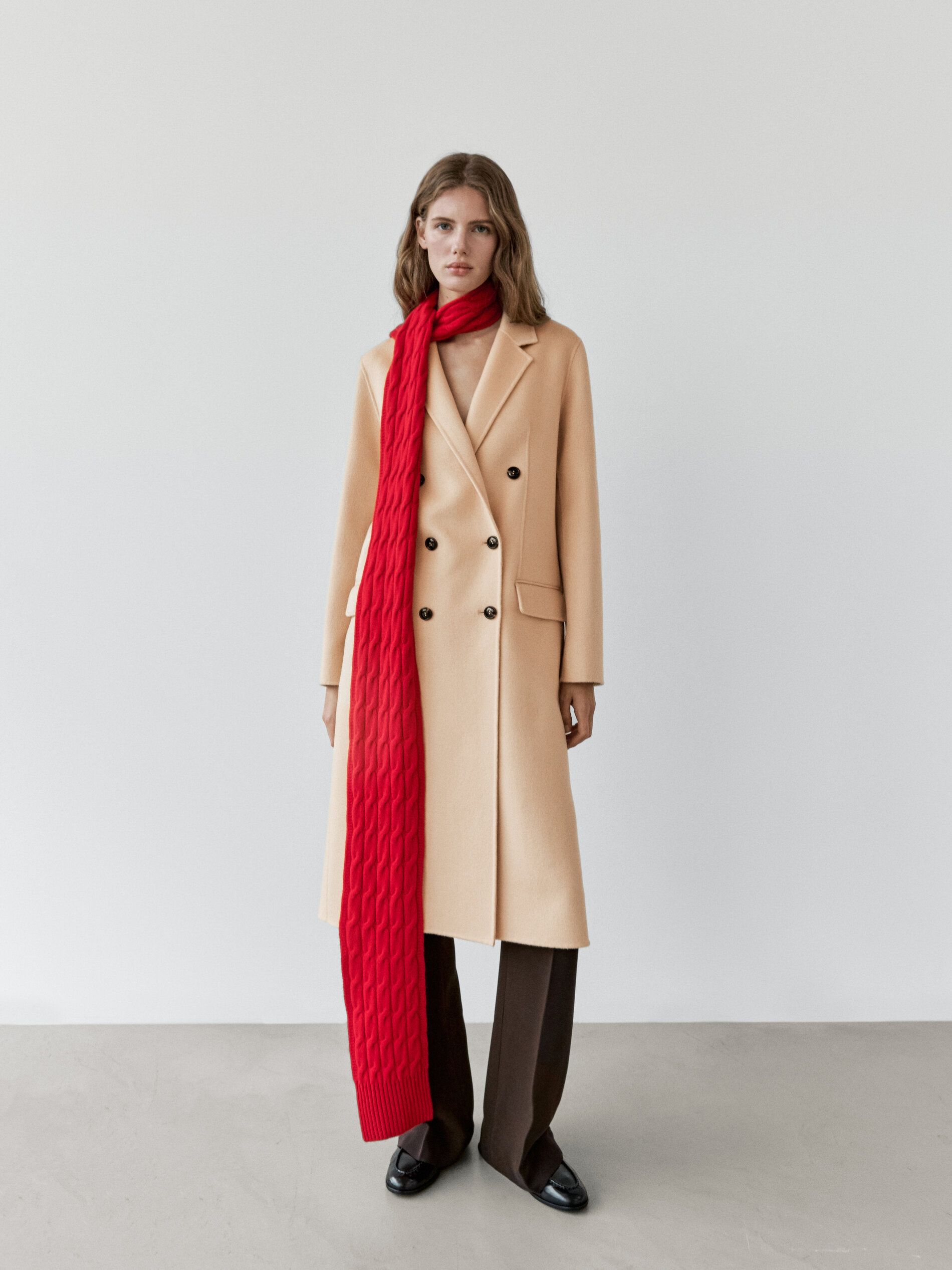 Long Wool Blend Surplice Coat