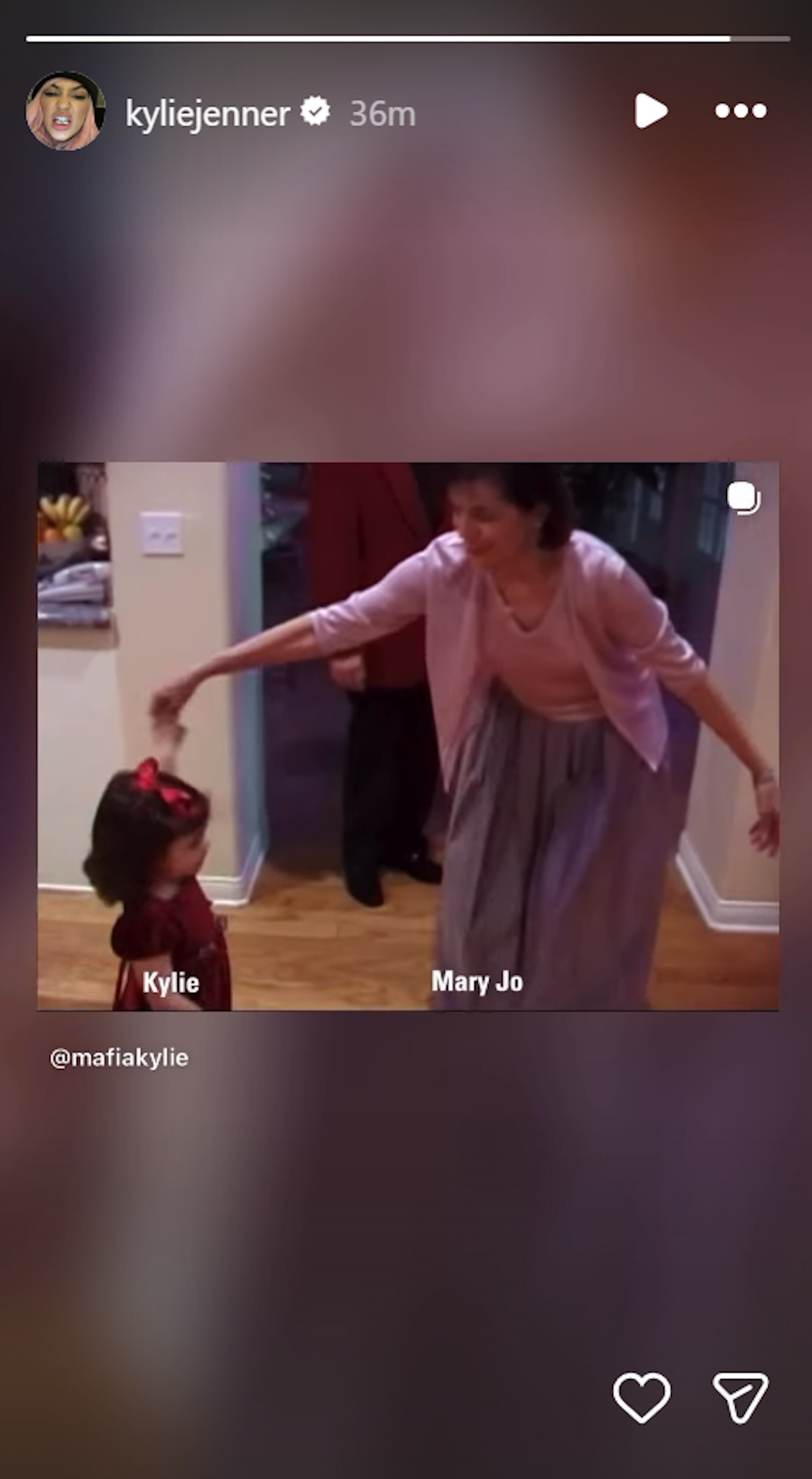 Kylie Jenner shares a video from her childhood that shows her dancing with her grandmother Mary Jo Shannon, who passed away July 16, 2026.