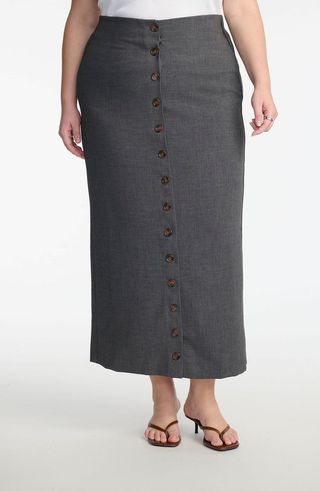 Button Front Maxi Skirt