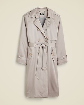 Relaxed Trench Coat in Satin Crepe