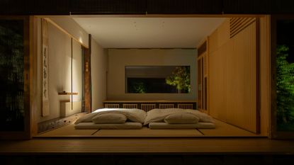 A Japanese style bedroom with two futon beds