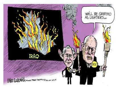 Political cartoon Iraq Bush Cheney