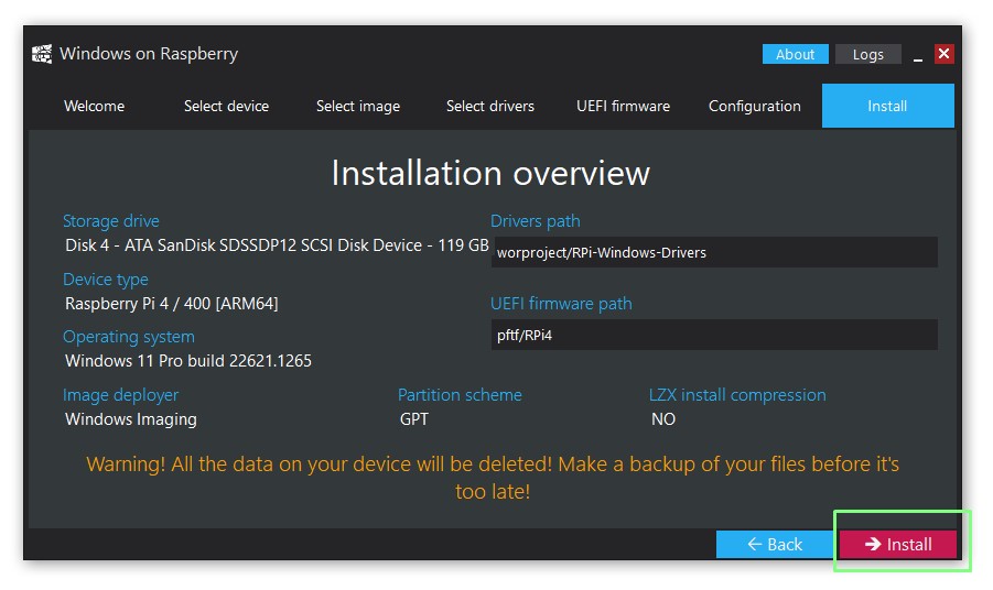 Tiny11 für Arm64 auf Raspberry Pi 4