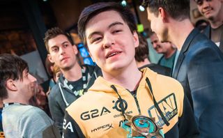 Ostkaka pictured after becoming world champion at BlizzCon 2015.