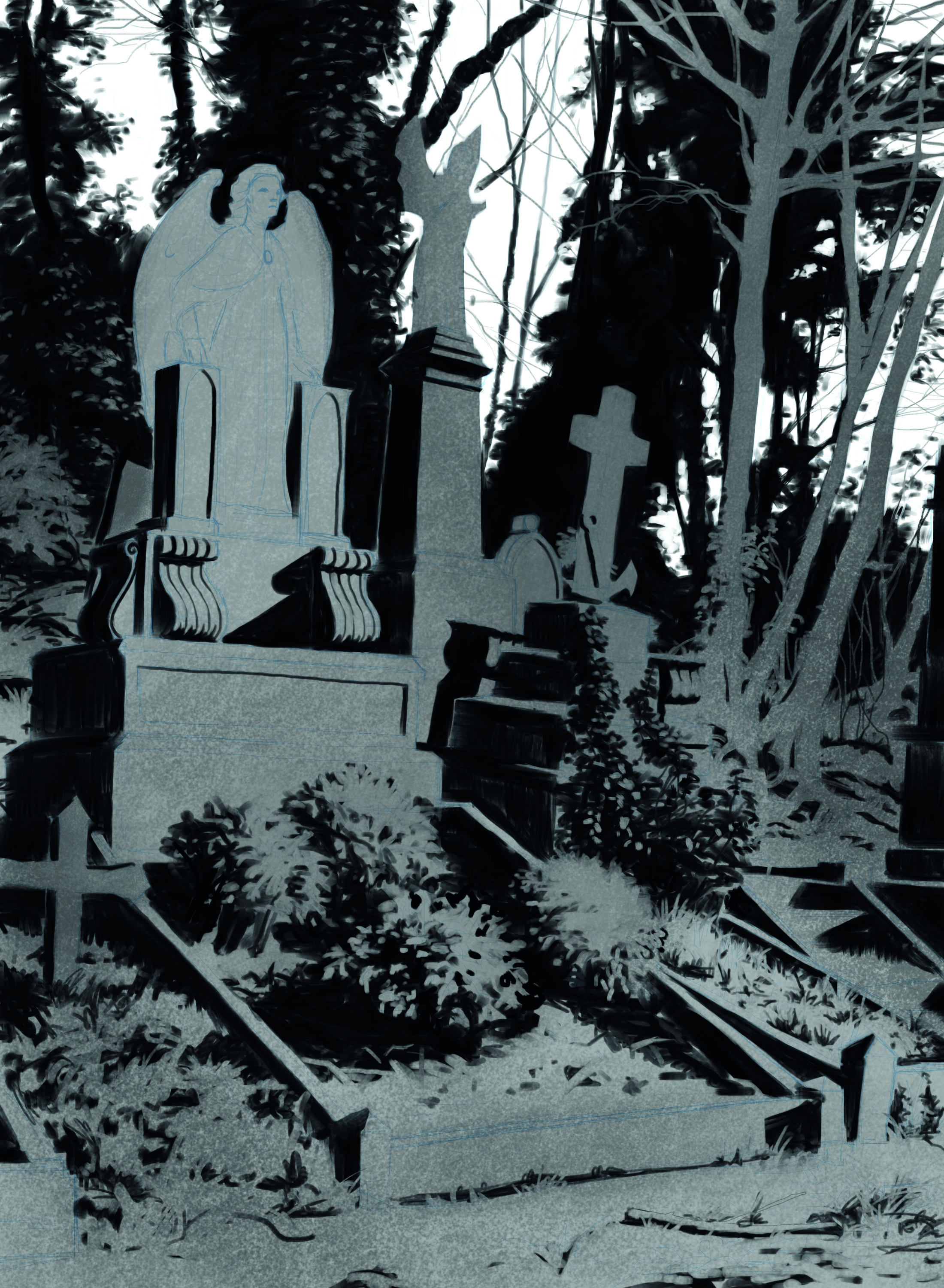 Karlsimon visits Highgate Cemetery to show how comic book techniques can be applied to digital tablet painting