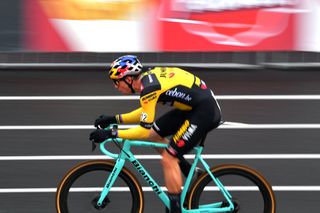 ZOLDER BELGIUM DECEMBER 26 Wout Van Aert of Belgium and Team Jumbo Visma Zolder Circuit Detail view during the 16th HeusdenZolder World Cup 2020 Men Elite CX SPHeusdenZolder SuperprestigeCX Cyclocross on December 26 2020 in Zolder Belgium Photo by Luc ClaessenGetty Images