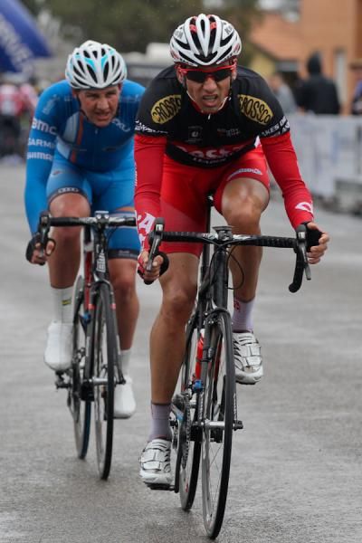 Darren Lapthorne (Drapac) front, and Jordan Kerby (Jayco - Honey Shotz) get away from the peloton
