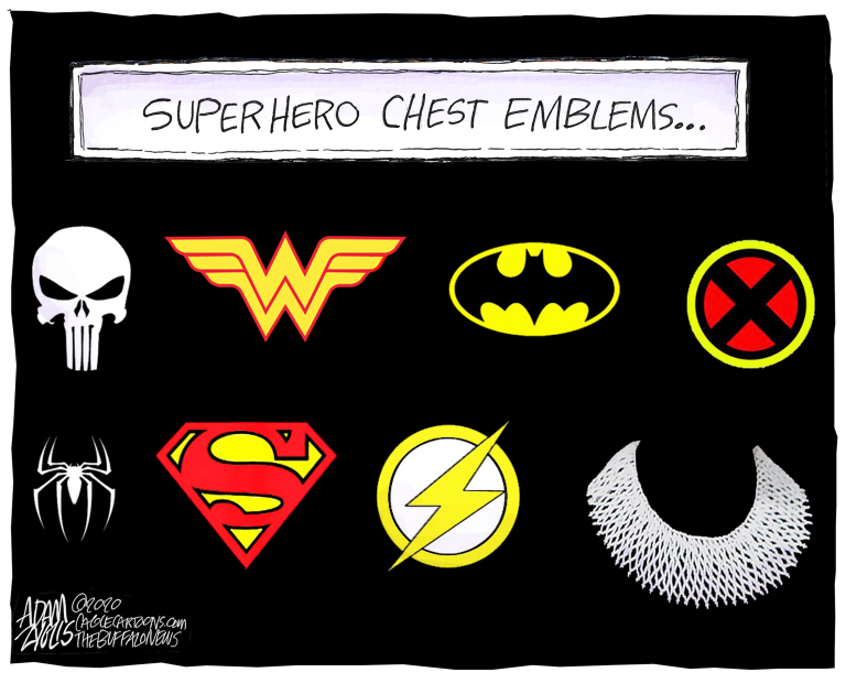 Editorial Cartoon U.S. Ginsburg superheroes