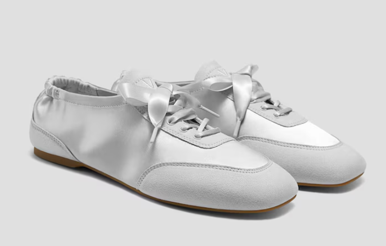 Vivaia, Square-Toe Lace-Up Satin Sneakerina (Cristina)