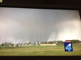 Large deadly tornado moving into Moore near 134th and Western in Moore, Okla., on May 20, 2013.