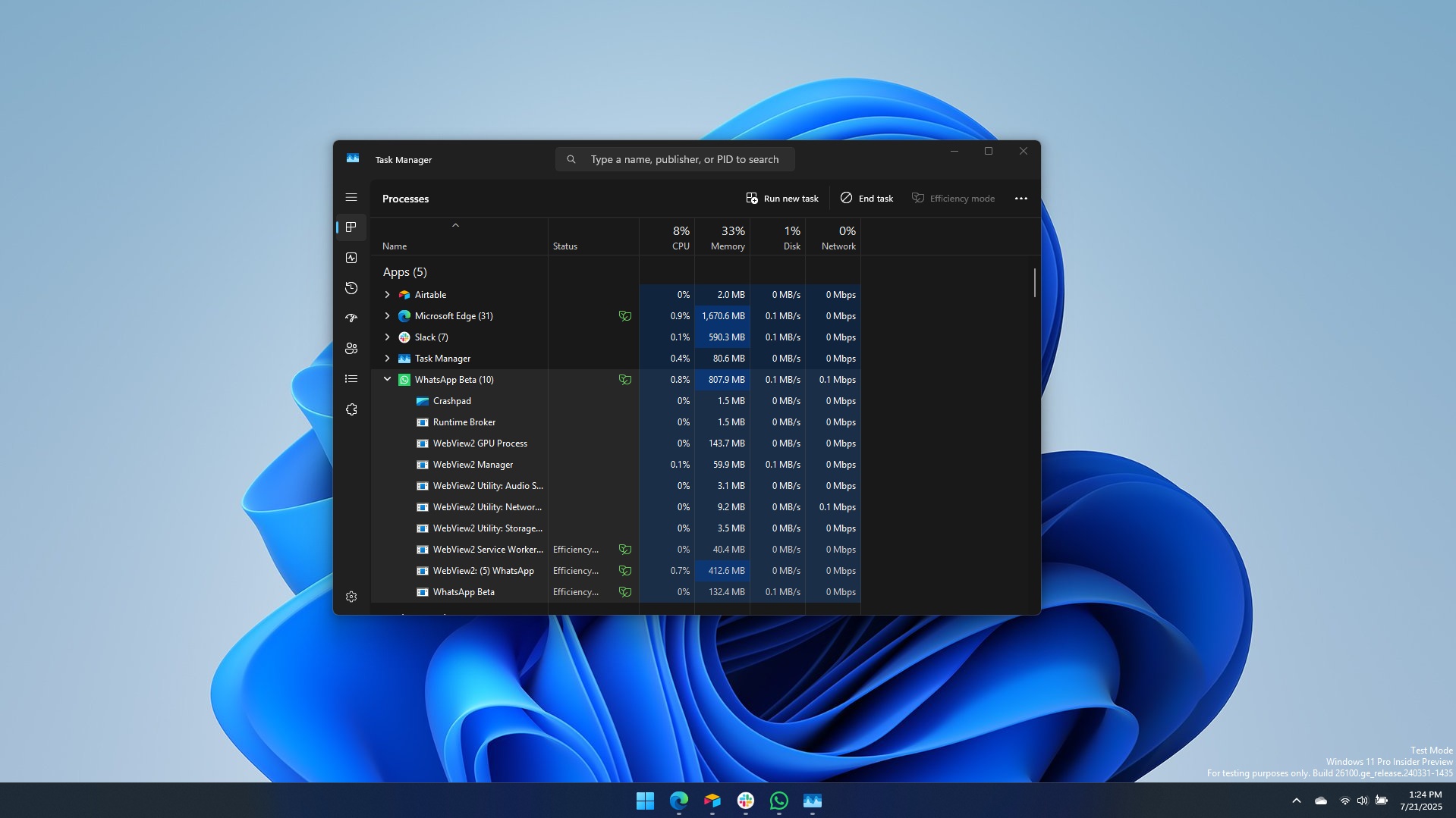 WhatsApp web wrapper on Windows 11