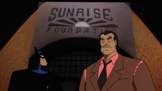 Batman speaks with Arnold Stromwell on Batman: The Animated Series