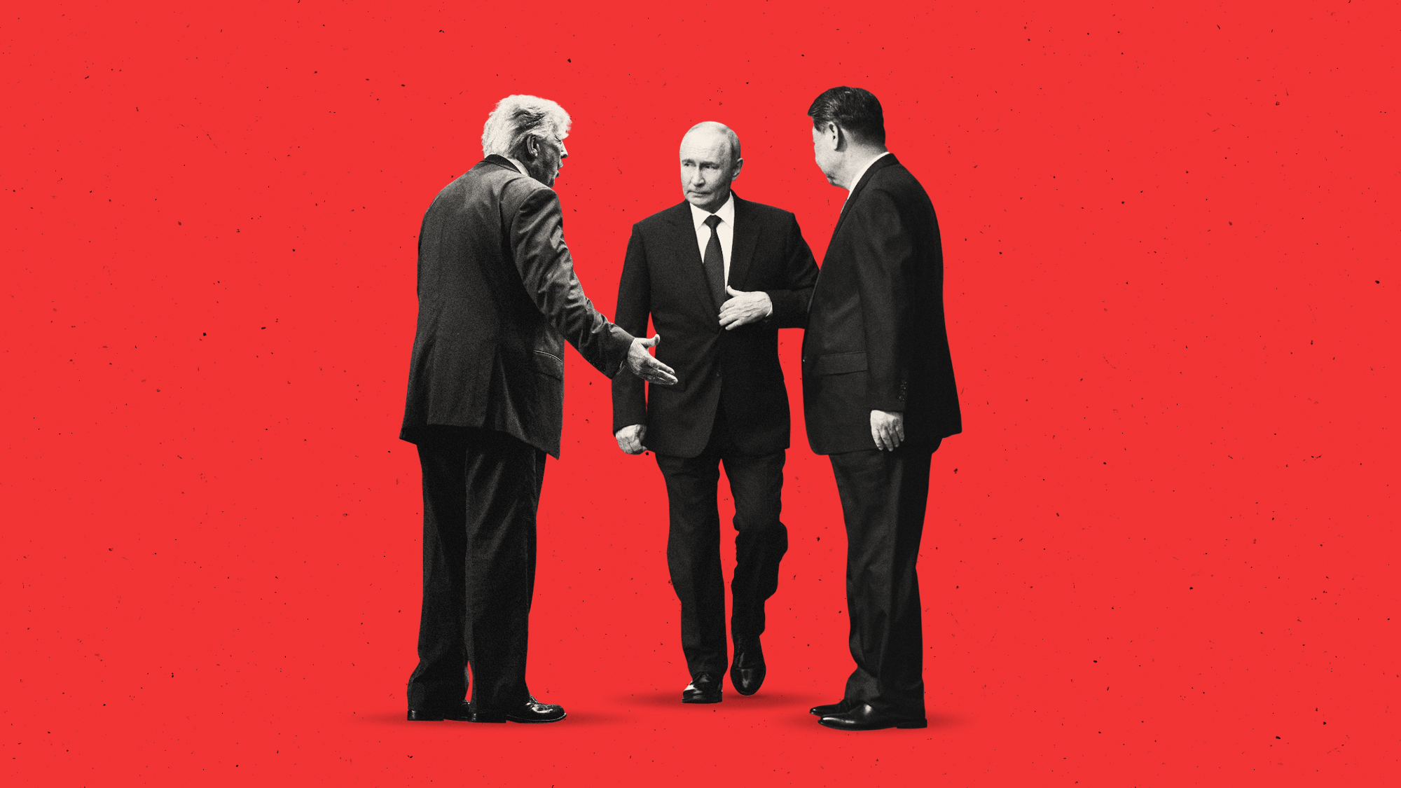 Photo collage illustration of Donald Trump, Vladimir Putin and Xi Jinping