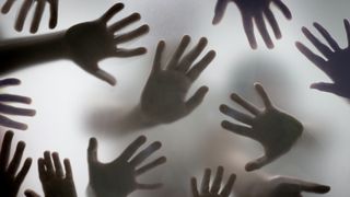 Group of hands silhouettes