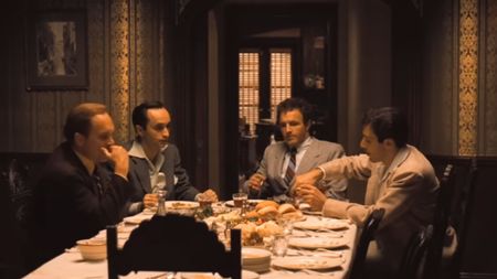 Robert Duvall, John Cazale, James Caan, and Al Pacino in The Godfather Part II