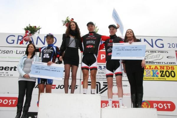 Junior men's podium: Frederik Thalund (3rd), Asbj&oslash;rn Andersen (1st) and Nicolai Br&oslash;chner (2nd)