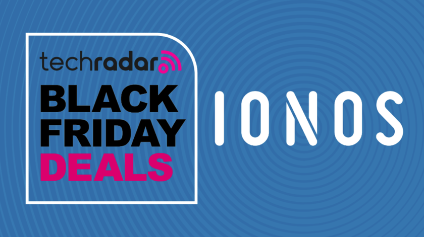 The Ionos logo on a blue background next to a TechRadar symbol that reads &#039;Black Friday deals