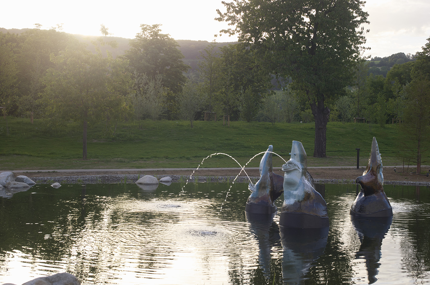 view of landscape design Water Garden by Bas Smets at the Vitra Campus