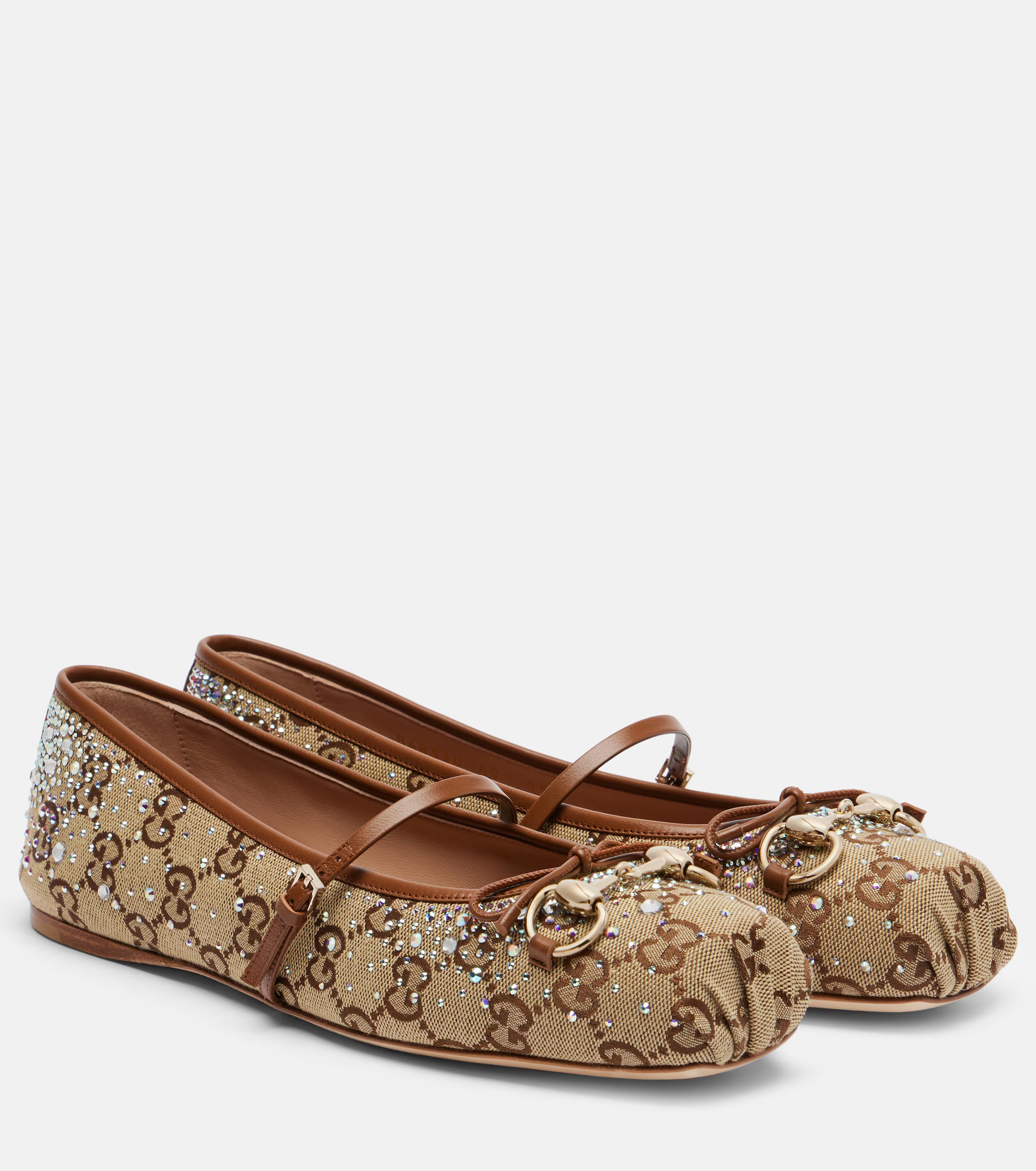 Gucci, Gucci Horsebit Embellished Canvas Ballet Flats