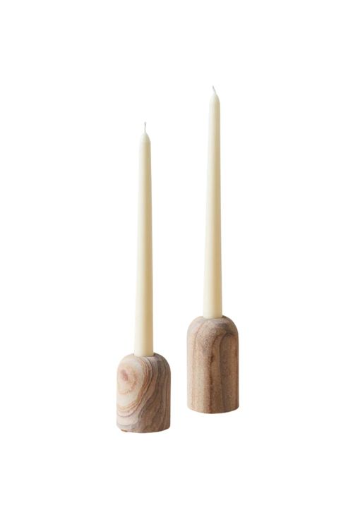 Eshana Sandstone Candle Holders, Set of 2