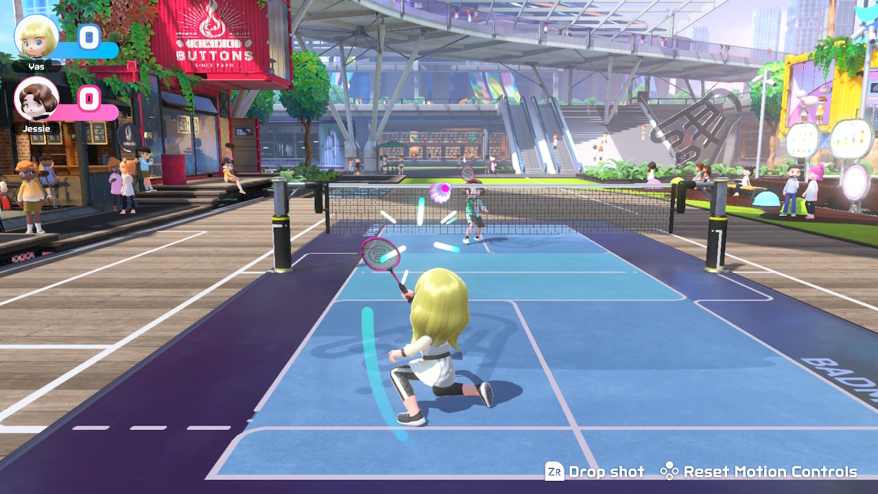 Nintendo Switch Sports screenshot of Switch Sports badminton game