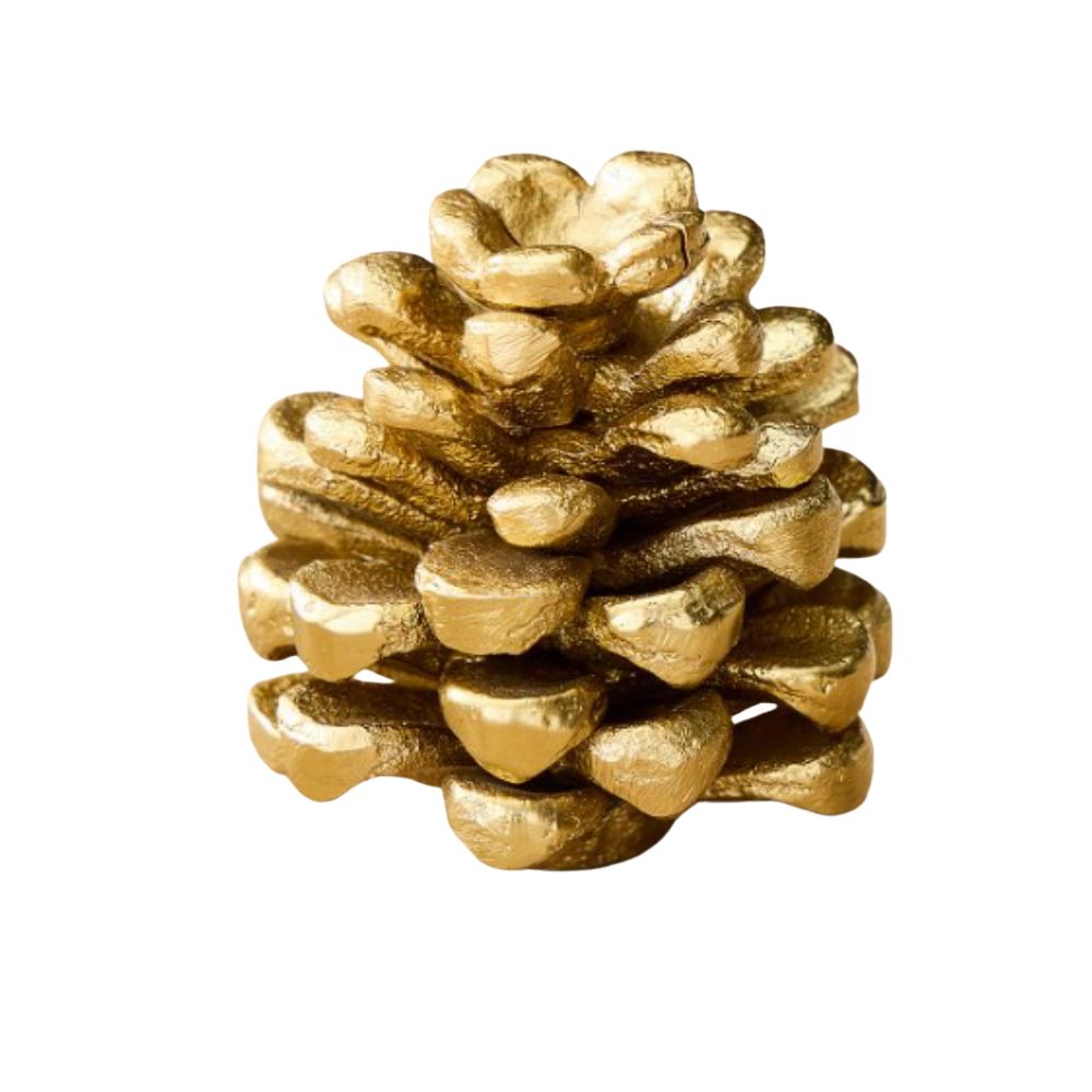 Gold pine cone placecard holder