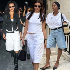 women in their 20s, 30s, and 50s wearing Bermuda shorts