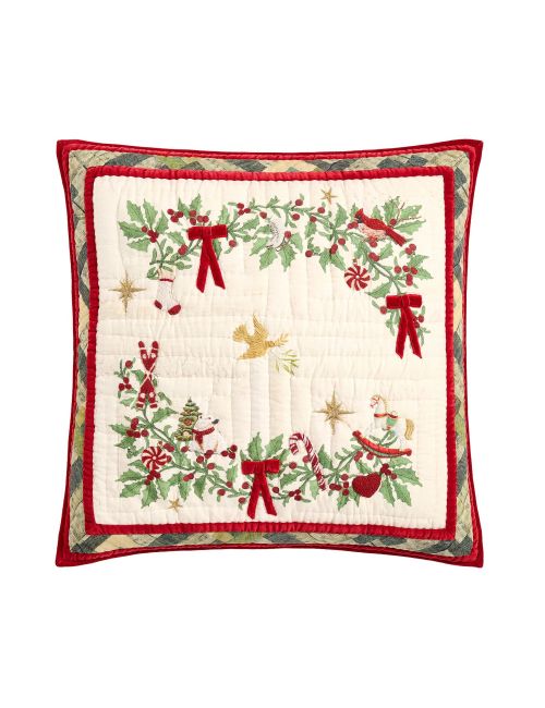 Deck the Halls Christmas Tree Reversible Quilt Euro Sham