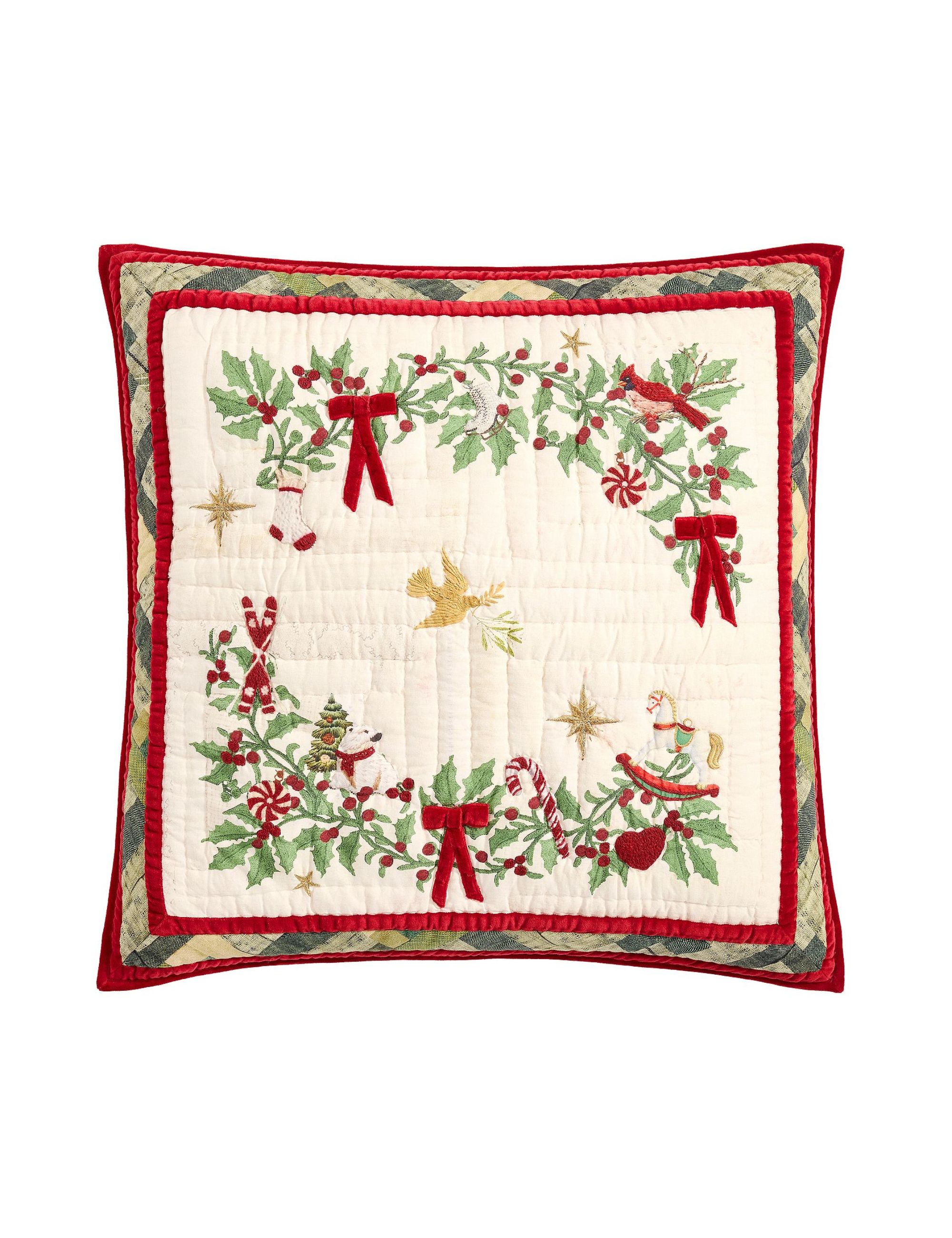 Deck the Halls Christmas Tree Reversible Quilt Euro Sham